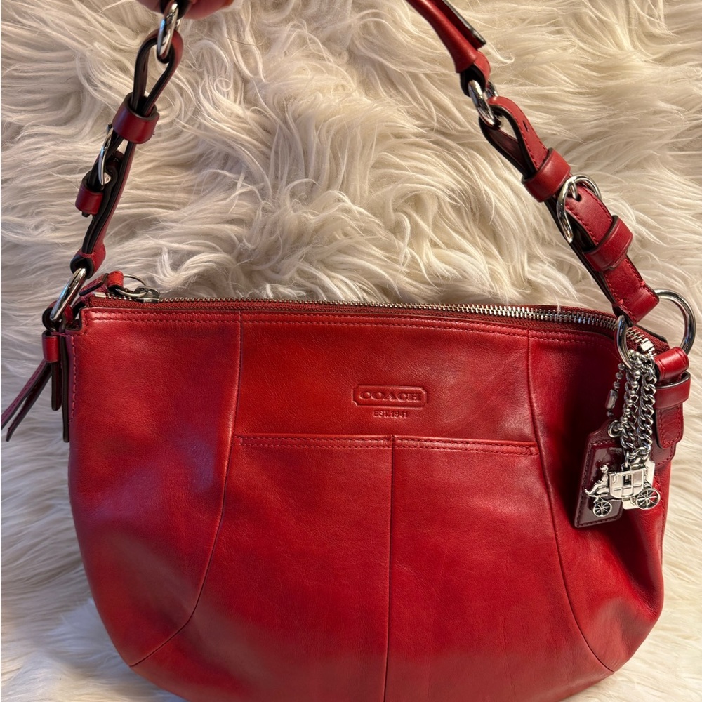 Coach Cherry Red Leather Shoulder Bag